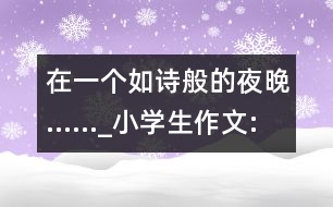 在一個(gè)如詩(shī)般的夜晚......_小學(xué)生作文:四年級(jí)