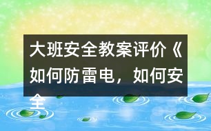 大班安全教案評價(jià)《如何防雷電，如何安全用電》反思