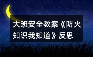 大班安全教案《防火知識我知道》反思