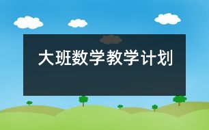 大班數(shù)學(xué)教學(xué)計劃