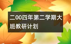 二00四年第二學(xué)期大班教研計劃