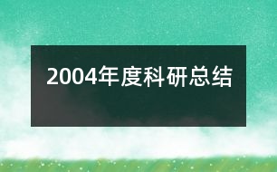 2004年度科研總結(jié)