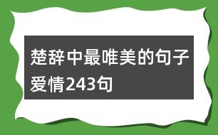 楚辭中最唯美的句子愛情243句