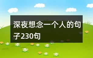 深夜想念一個人的句子230句