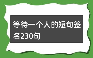 等待一個(gè)人的短句簽名230句