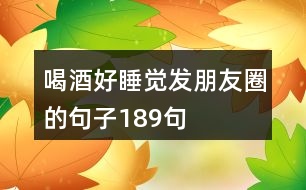 喝酒好睡覺(jué)發(fā)朋友圈的句子189句