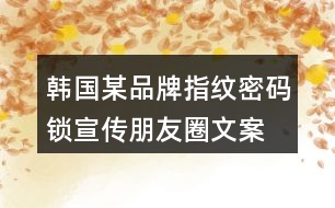 韓國某品牌指紋、密碼鎖宣傳朋友圈文案33句