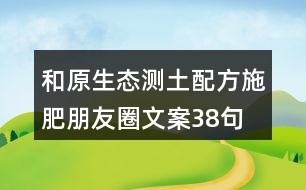 和原生態(tài)測(cè)土配方施肥朋友圈文案38句