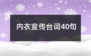 內(nèi)衣宣傳臺詞40句