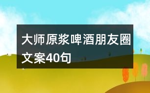 大師原漿啤酒朋友圈文案40句