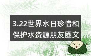 3.22世界水日珍惜和保護水資源朋友圈文案33句