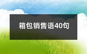 箱包銷售語40句