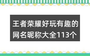 王者榮耀好玩有趣的網(wǎng)名昵稱大全113個(gè)