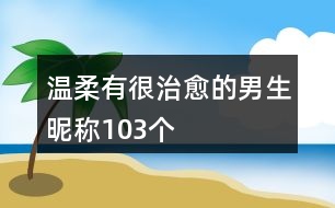 溫柔有很治愈的男生昵稱103個