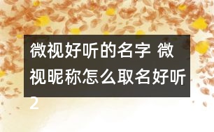 微視好聽的名字 微視昵稱怎么取名好聽285個