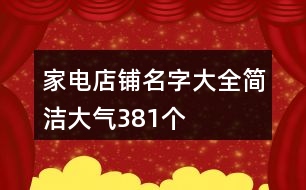 家電店鋪名字大全簡(jiǎn)潔大氣381個(gè)