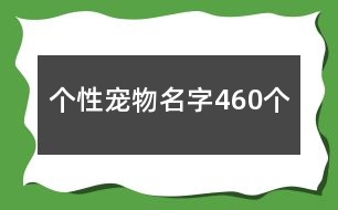 個(gè)性寵物名字460個(gè)