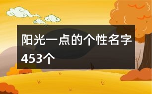 陽光一點的個性名字453個