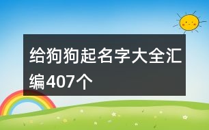 給狗狗起名字大全匯編407個(gè)