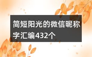 簡短陽光的微信昵稱字匯編432個(gè)