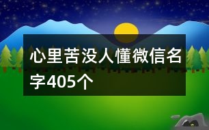 心里苦沒(méi)人懂微信名字405個(gè)