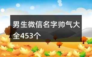 男生微信名字帥氣大全453個