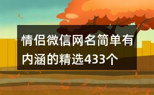 情侶微信網(wǎng)名簡單有內(nèi)涵的精選433個(gè)