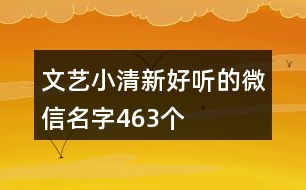 文藝小清新好聽的微信名字463個