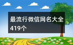 最流行微信網名大全419個