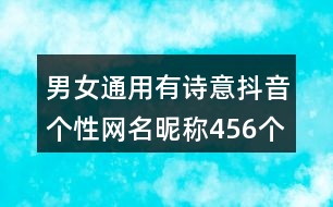 男女通用有詩意抖音個性網(wǎng)名昵稱456個