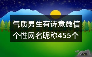 氣質(zhì)男生有詩意微信個(gè)性網(wǎng)名昵稱455個(gè)