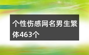 個(gè)性傷感網(wǎng)名男生繁體463個(gè)