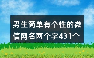 男生簡單有個性的微信網(wǎng)名兩個字431個