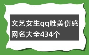 文藝女生qq唯美傷感網(wǎng)名大全434個