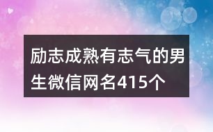 勵志成熟有志氣的男生微信網(wǎng)名415個