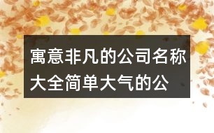 寓意非凡的公司名稱大全,簡單大氣的公司名稱怎么取456個