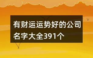 有財運運勢好的公司名字大全391個