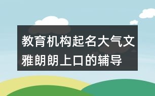 教育機構(gòu)起名大氣文雅,朗朗上口的輔導班名字411個