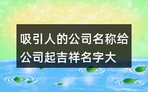 吸引人的公司名稱,給公司起吉祥名字大全399個