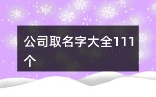 公司取名字大全111個(gè)