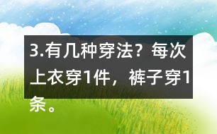 3.有幾種穿法？每次上衣穿1件，褲子穿1條。