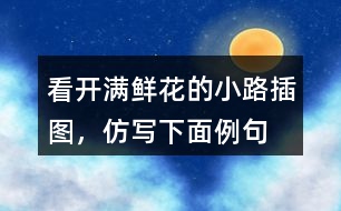 看開(kāi)滿鮮花的小路插圖，仿寫(xiě)下面例句