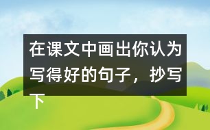 在課文中畫出你認為寫得好的句子，抄寫下來和同學交流。