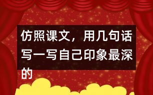 仿照課文，用幾句話寫一寫自己印象最深的某個(gè)景致。