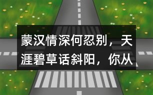 “蒙漢情深何忍別，天涯碧草話斜陽”，你從課文哪些地方體會到了“蒙漢情深” ？