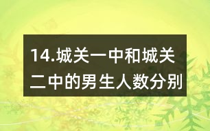 14.城關(guān)一中和城關(guān)二中的男生人數(shù)分別占全校學(xué)生總數(shù)的52％和54％，