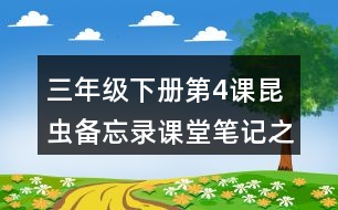 三年級下冊第4課昆蟲備忘錄課堂筆記之重難點歸納