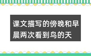 課文描寫的傍晚和早晨兩次看到“鳥的天堂”的情景有何不同？