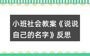 小班社會教案《說說自己的名字》反思