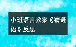 小班語(yǔ)言教案《猜謎語(yǔ)》反思